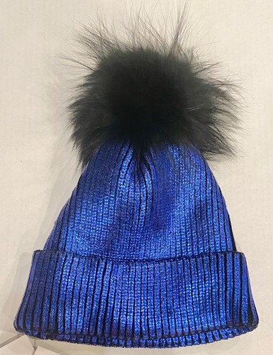Metallic Fox Fur Pom Pom Hat | eBay