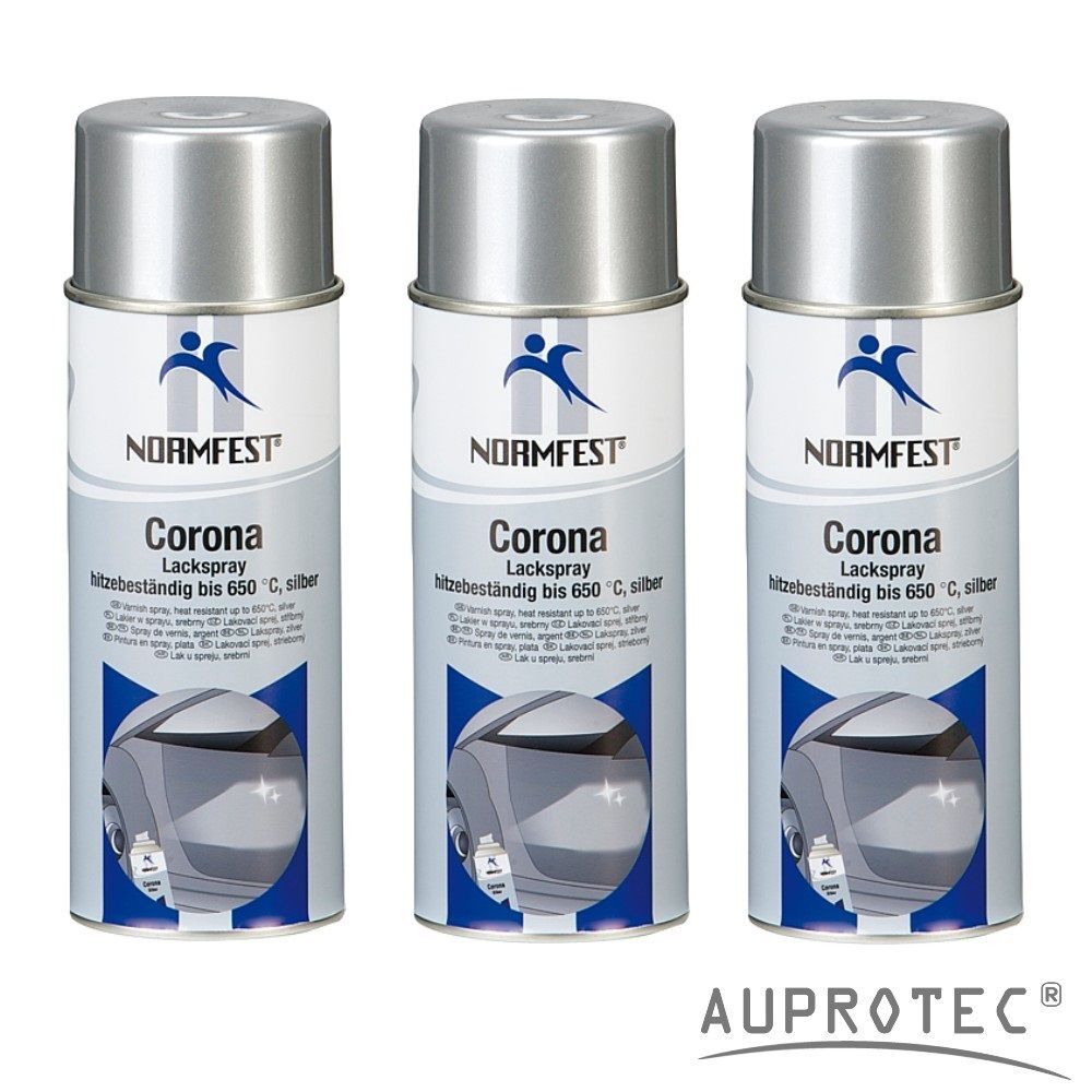 Normfest Corona Lackspray Schwarz Matt – Hitzebeständig Bis 650°C, 3x400 Ml, Für Auspuff & Motor