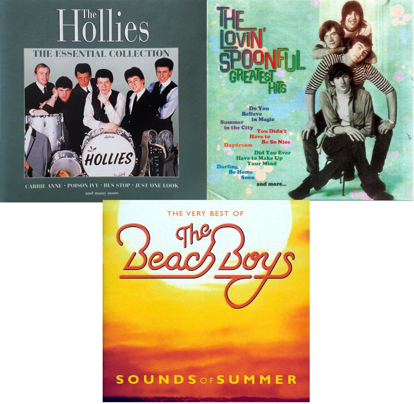 THE HOLLIES / LOVIN' SPOONFUL / BEACH BOYS: 3-CD Lot * FREE SHIPPING!!