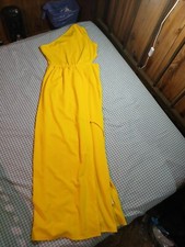Yellow Size Medium One Strap Side Cutout High Slit Long Dress