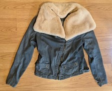 Anthropologie Marrakech Faux Fur Aviator Moto Jacket -gray - Xs