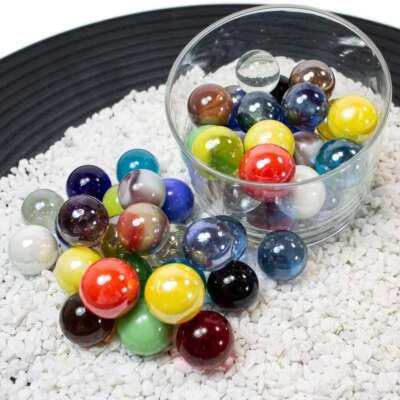 STEINGRAU Glasmurmeln 1kg Farbmix (16mm) Murmelspiel Märbel Murmelbahn Schusser Kicker