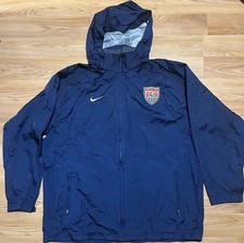 Nike Men's Windbreaker Jacket USA National Soccer Team Size XL Full Zip Blue VTG