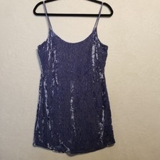 Forever 21 M Dress Mini Slip Crushed Velvet Periwinkle Blue Fairy Y2K Grunge NEW
