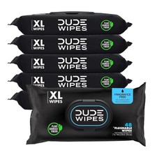 DUDE Wipes Unscented Flushable Wipes XL Adult Wet Wipes 6 Pack 288 total 