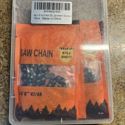 8 Inch Chainsaw Chain Replacement, 4 Pack 1/4'' LP Pitch, 47/48 Drive Links, NIB