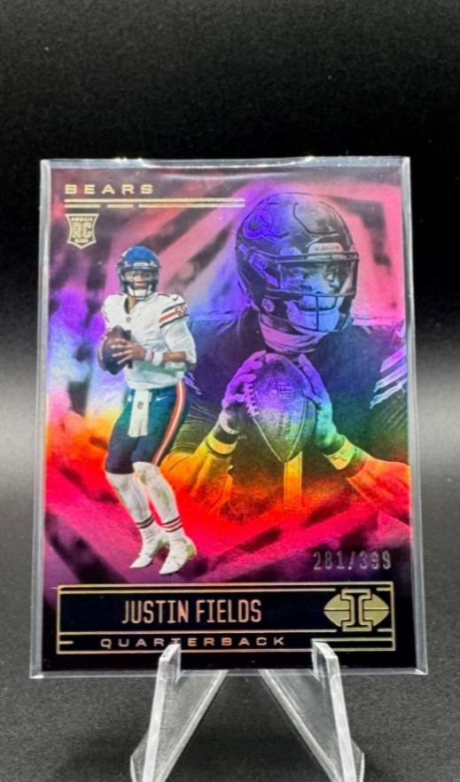 2021 Panini Illusions #62 Justin Fields Trophy Collection Pink #/399