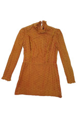 Vintage Women’s Orange Mini Dress Lace Trim Pretty Prairie Size 8 10 Cute