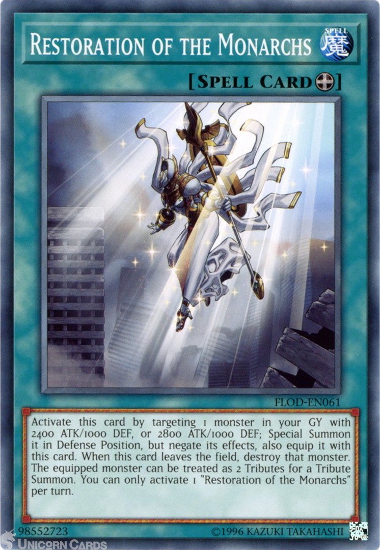 FLOD-EN061 Restoration of the Monarchs Common UNL Edition Mint YuGiOh Card