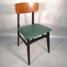 Vintage Mid-Century School Chair Green Vinyl Seat & Bent Ply Backrest MCM 60s
