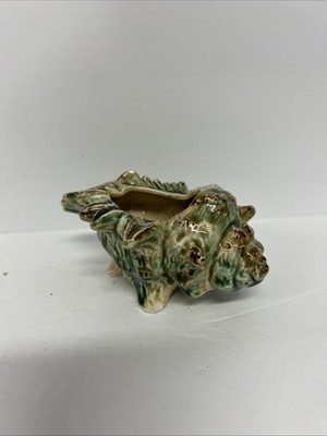 Vintage Giftcraft Japan Conch Shell Planter Vase Brown Drip Glaze