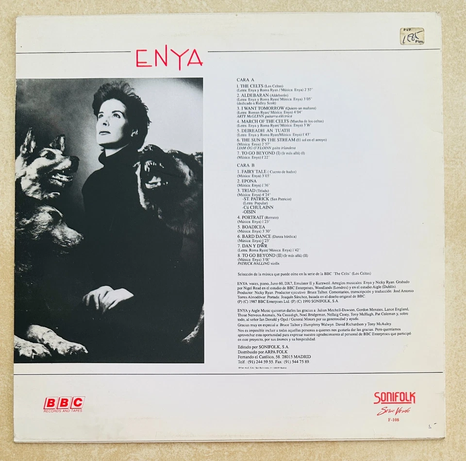 ENYA VINYL LP FIRST SPAIN SONIFOLF 1990 VERY RARE - Image 3 of 4