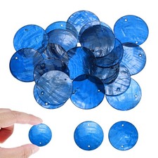 50Pcs Round Capiz Sea Shells, 30mm Shell Pieces for Wind Chimes Sapphire 