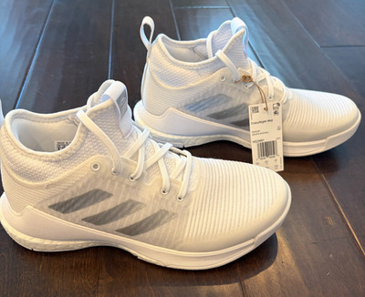 Adidas Crazyflight Mid HQ3491 Women's Size 8 White Silver Volleyball Shoes NWT