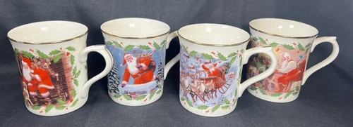 VTG Set 4 Lenox Christmas Mug Santa's Holiday Journey 4 Different Designs