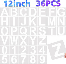 36 Pcs Reusable Letter & Number Stencils, for Painting on Wood, Wall, Fabric, Ro