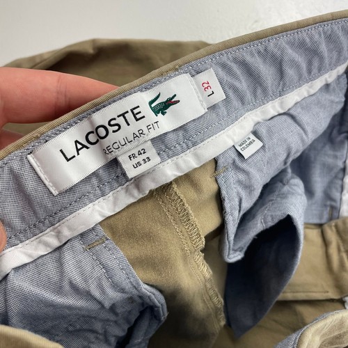 Lacoste Regular Fit Chino Classic Beige Trousers Mens W33 L32 - Picture 6 of 6