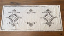 Antique Linen Table Runner Work Cutwork Embroidered Vintage 31X14 inches