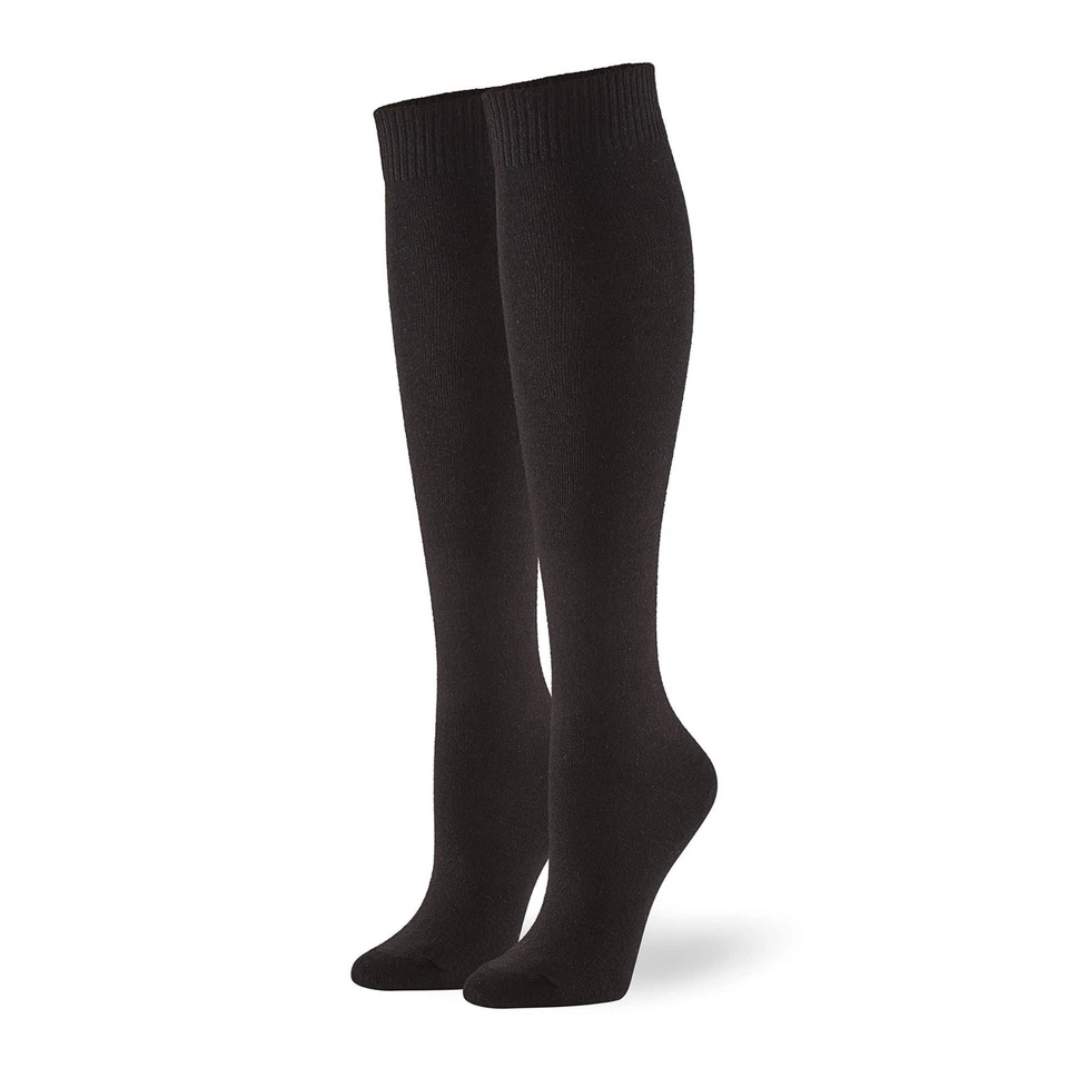 HUE Women's Flat Knit Knee High Socks 3 Pairs, Black - Image 2 of 4