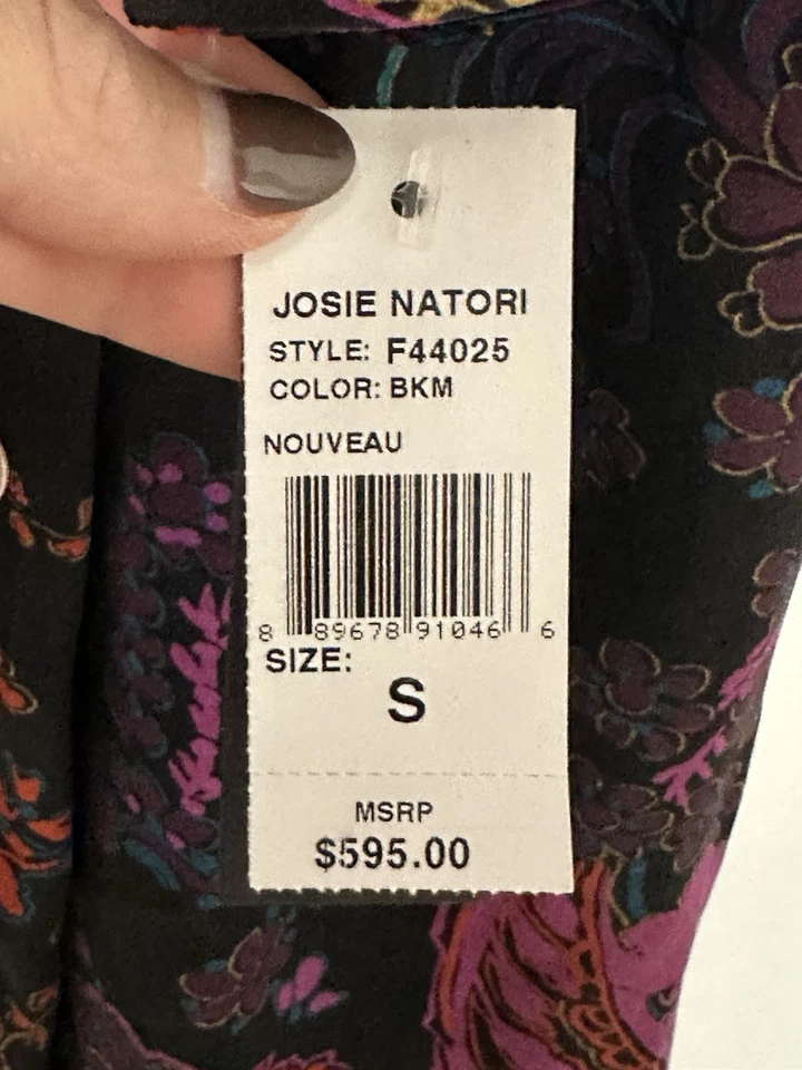 Josie Natori, Bata Mujer Nueva 100% Seda, Multicolor Floral, Talla Pequeña Foto 3 de 4