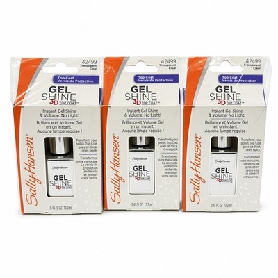 Sally Hansen Gel Shine 3D Top Coat 0.45 Fl Oz Nail Polish, 3 PACK