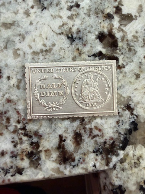 1838 UNITED STATES US SMALL STARS NUMISTAMP 1/2 DIME MEDAL MORT REED #1382