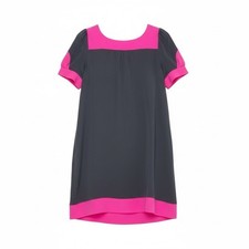 Amanda Uprichard Silk Shift Dress Women 20 Black Pink Colorblock Barbiecore Chic