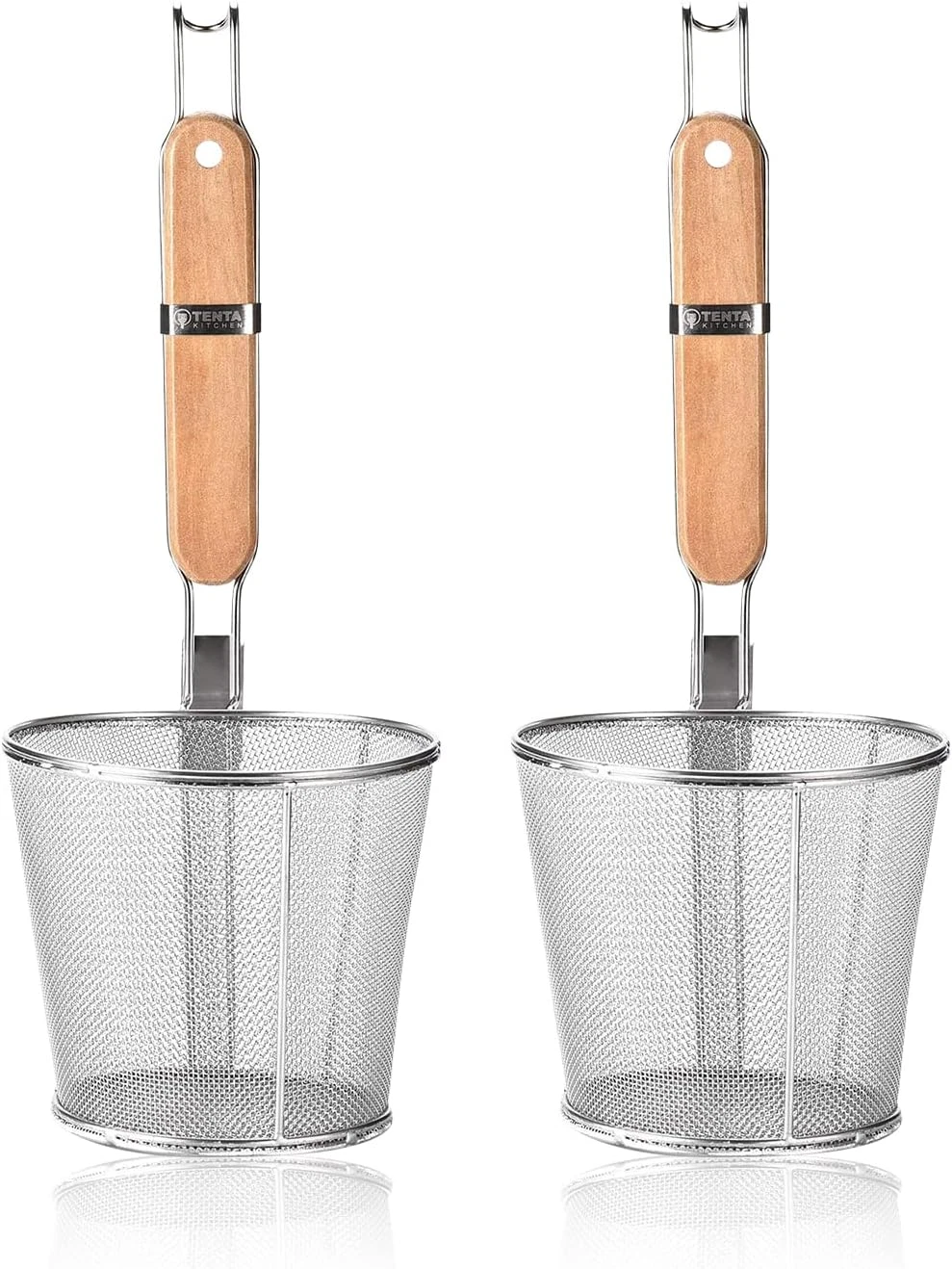 2 Pieces Pasta Strainer Basket Stainless Steel Fine Mesh Pasta Strainer Basket w