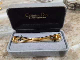 Christian Dior Gold tone Tie Clip Pin Vintage