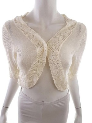 POMODORO Damen Cardigan-Bolero Gr. 44 Offener Strick Kurzer Ärmel