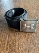 Under Armour Men's Webbing Belt Black/Graphite Customizable Sizing, 40" Long
