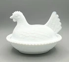Vintage Indiana Glass White Milk Glass Hen on Nest Bluish Hue in Areas *Read*