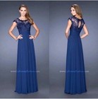 La Femme Maxi-Abendkleid aus Spitze aus Chiffon in Marineblau Größe 4
