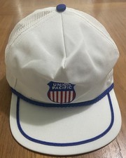 Vintage UNION PACIFIC Trucker Hat Train Crest Logo Adjustable Embroidered Rope