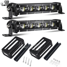 Front Hidden Behind Grille Mount Brackets & 2x 7" Single Row LED Light Bar Spot