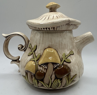 Vintage Libby Mushroom Tea Pot Retro Mid Century Modern MCM Hippie 70s 3D EUC