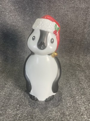 Blow Mold LED LIGHT UP Penguin with Santa Hat Table Top