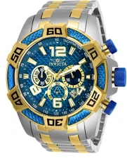 Invicta 25855 Mens 50mm Pro Diver VD53 Quartz Blue Dial Chronograph SS Watch