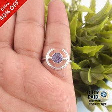 925 Sterling Silver Iolite Gemstone Engagement Anniversary Band Ethnic Boho Ring
