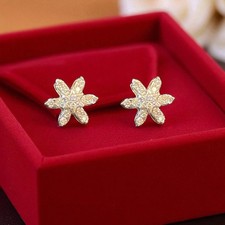 Exquisite 0.48 TCW Round Brilliant Cut Diamonds Star Stud Earrings 14K Rose Gold