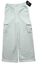 Nike 3Brand Girls Size L Wide Leg Cargo Sweatpants Birch Heather Gray 4Q1471-X58