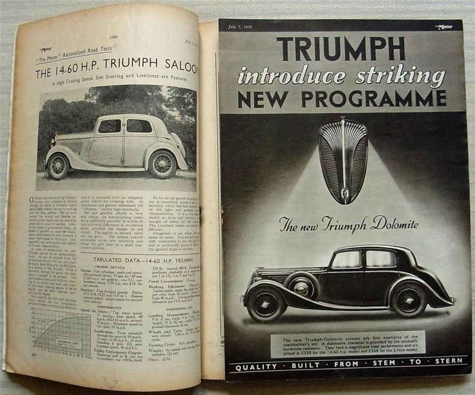 The MOTOR Magazine 7 Jul 1936 TRIUMPH PROGRAMME Mercedes Benz Type 500 Road Test - Image 3 of 4