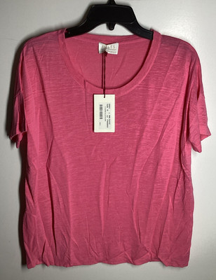 Maison Montagut Pavot Loose Fitting Flamed Linen T-Shirt Pink Medium