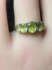 Sterling Silver Peridot 5 Stone Band Ring Size 6.75
