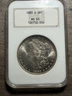1883-O Ms 63 Morgan Dollar And 50 c 1946 Ms 63 Walking Liberty Gen 3 Old Holder