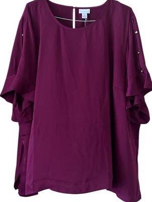 Liz Claiborne Women s Short Sleeve Pull Over Blouse Size 5X  Wild Cherry NWT