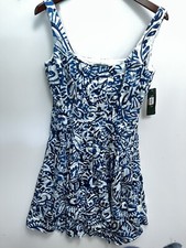 Ralph Lauren Blue and White Print Sleeveless Sheath Dress Women's 12