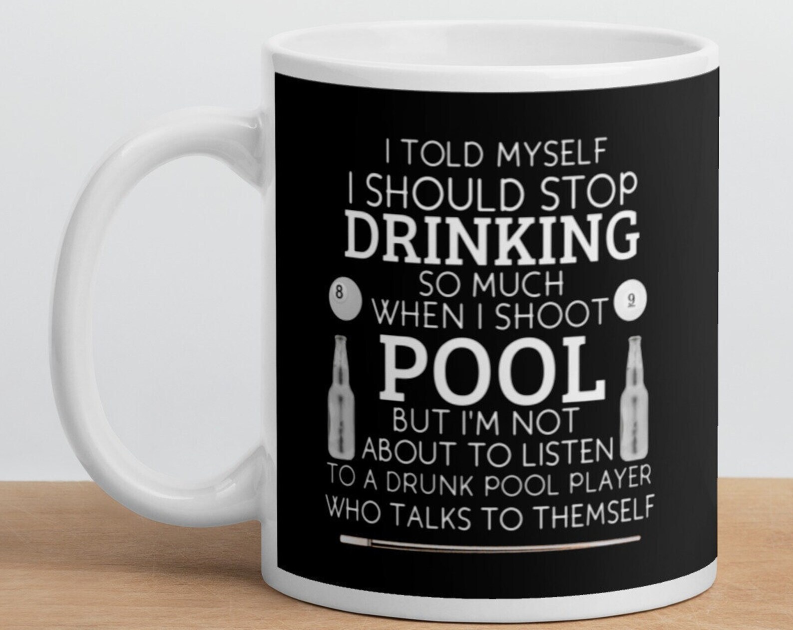 Funny Billiards Shooting Pool White Glossy Coffee Tea Cup Mug