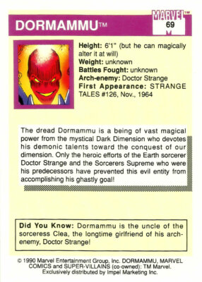 DORMAMMU, MARVEL UNIVERSE SERIES 1, CARD # 69, SUPER-VILLAINS | eBay