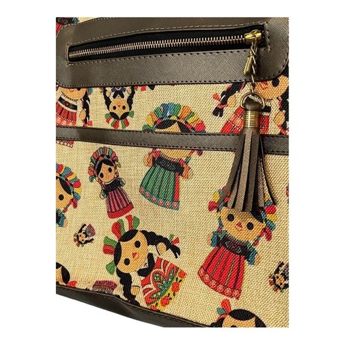 MEXIKANISCHE LELE PUPPE HANDTASCHE GELDBEUTEL JUTE KUNSTLEDER REISSVERSCHLUSS 11,5X12 - Bild 3 von 10